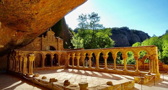 Photo of the Roman Cloister of the Monastery of San Juan de la Peña in Huesca, Spain.