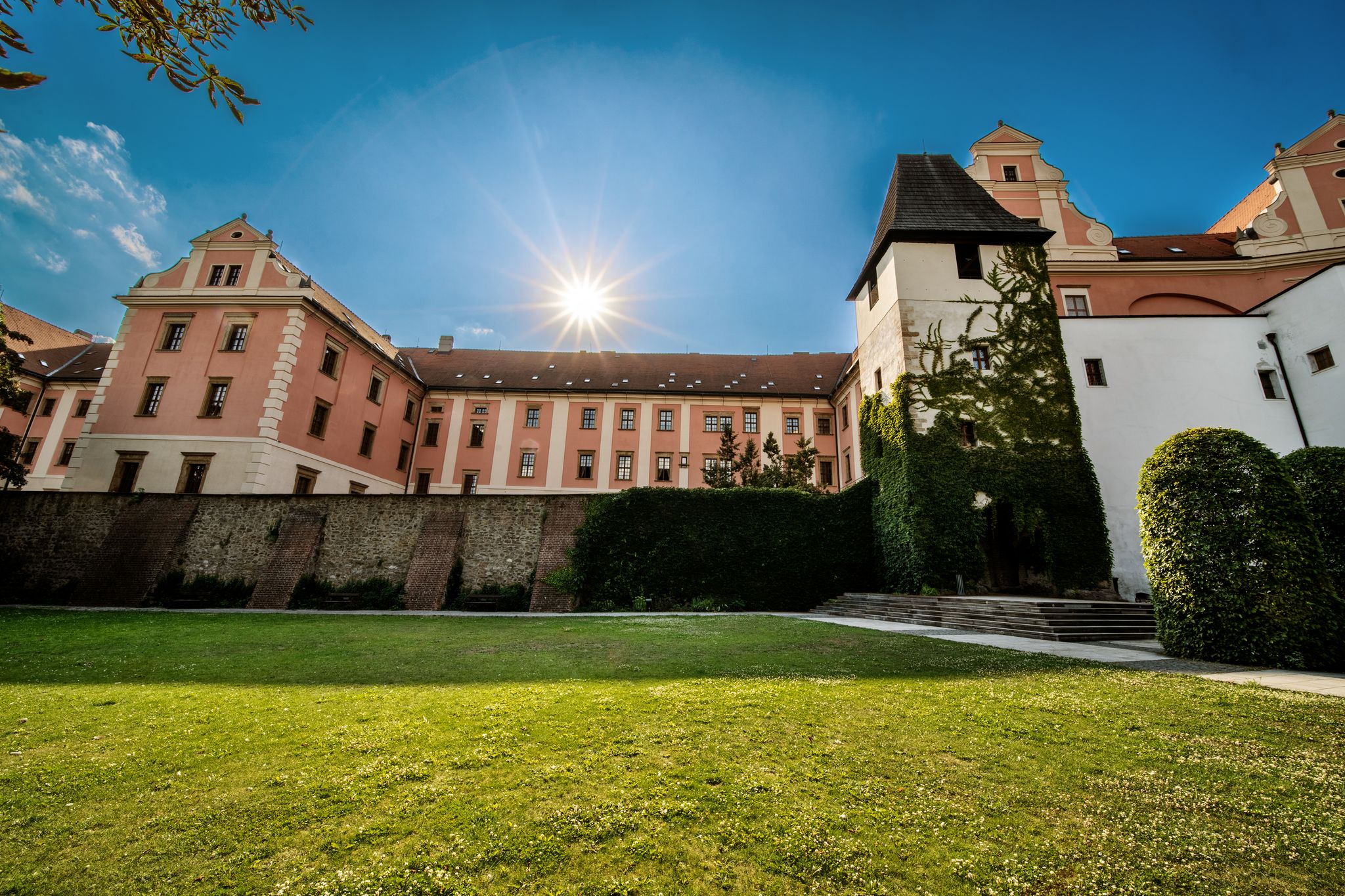 Photo of the jesuitical convict on the hill next to the park in the center of Olomouc city.