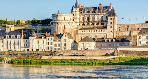 photo of sunny panorama of Castle d’Amboise is an old French chateau is medieval landmark of Amboise city in France.