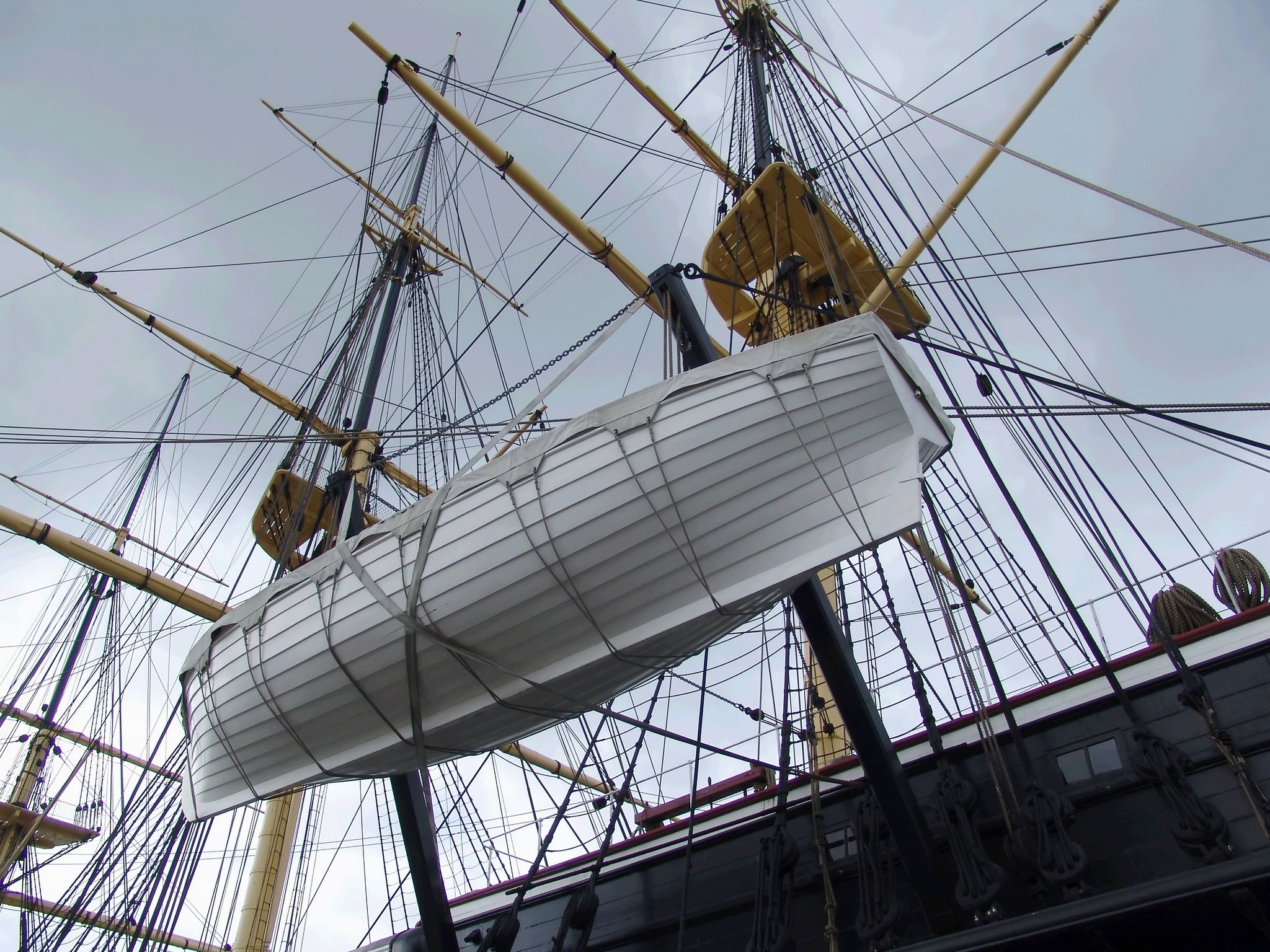 Photo of details of Fregatten Jylland, old sailing ship in Denmark.