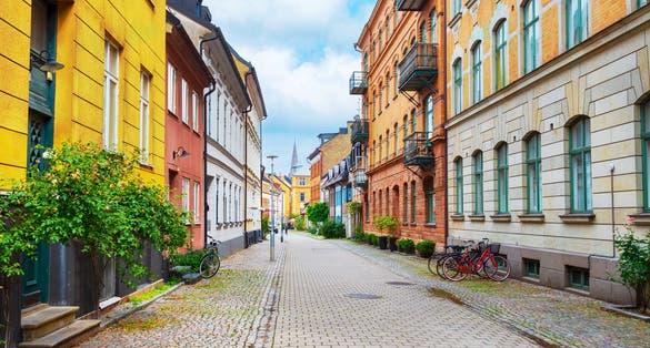 Beautiful European ancient architecture. Malmo, Sweden.