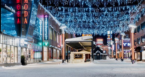 Photo of empty street at Rovaniemi city center, Finland.