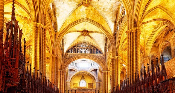 Photo of Inside Cathedral. Cathedral of the Holy Cross and Saint Eulalia, Barcelona, Spain.