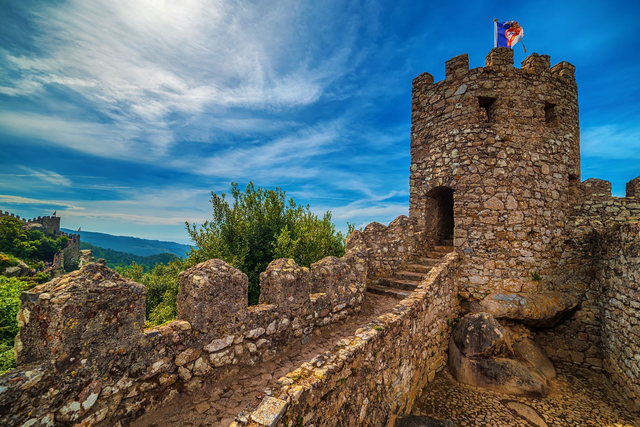 Photo of Sintra, Portugal: the Castle of the Moors, Castelo dos Mouros, located next to Lisbon.