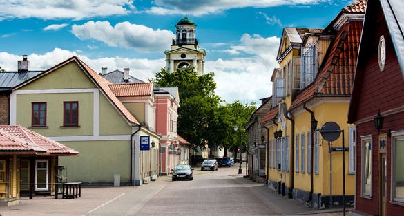 Photo of street of Ventspils city, Latvia.