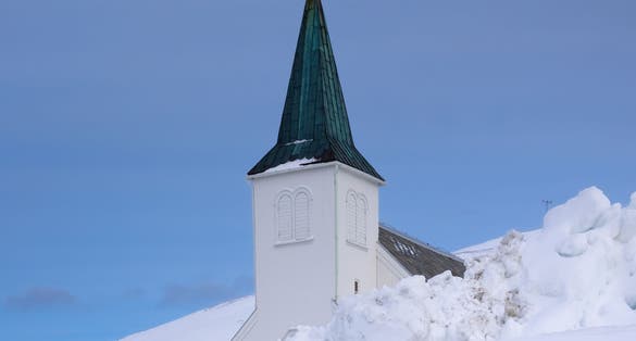 The Church of the fishing port of Honningsvåg, the main harbor on the way to the North Cape, Finnmark, Norway.