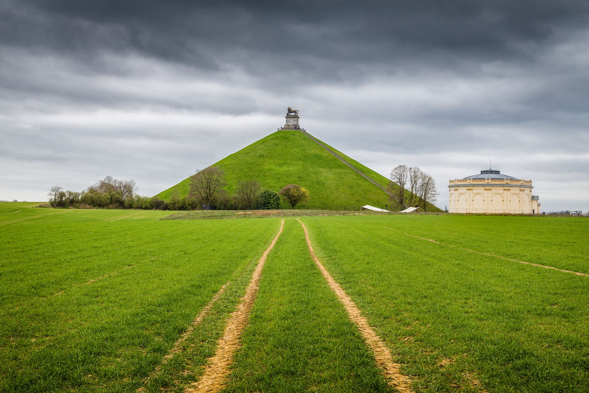 photo of view of Famous Lion's Mound (Butte du Lion), Braine-l'Alleud, Belgium.