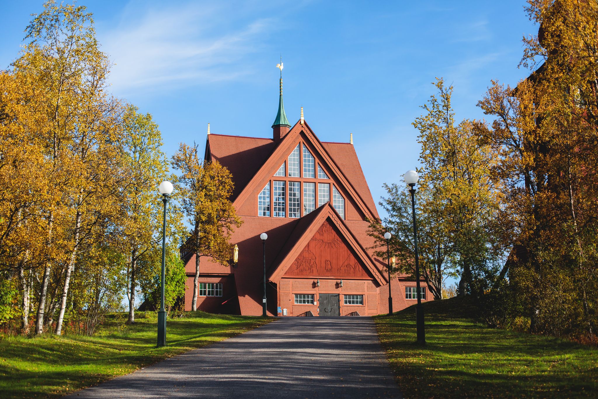 photo of sunny morning of Kiruna Church in Kiruna, Sweden.