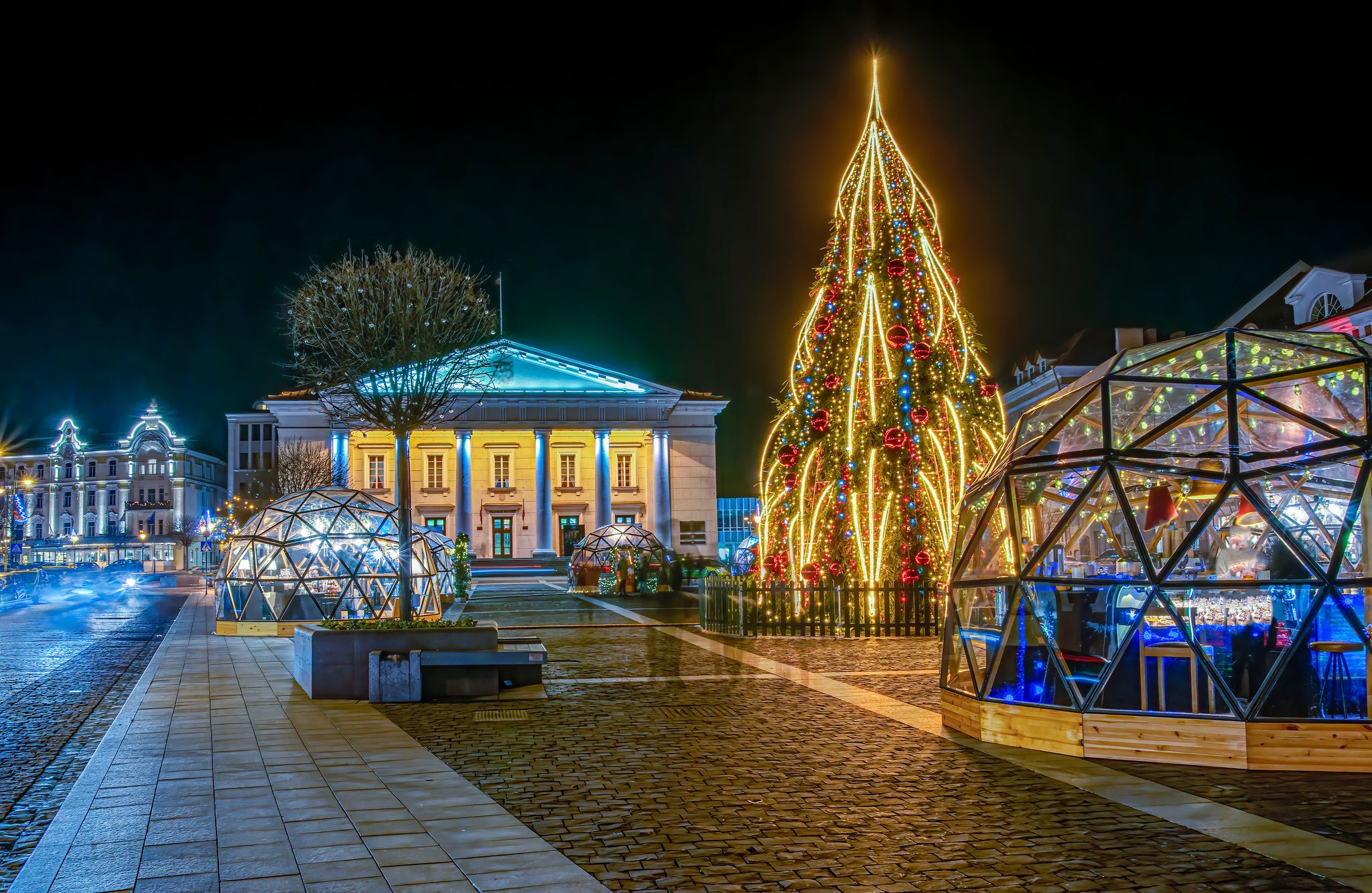 Christmas Tree in The Town Hall Square, Vilnius, Lithuania.