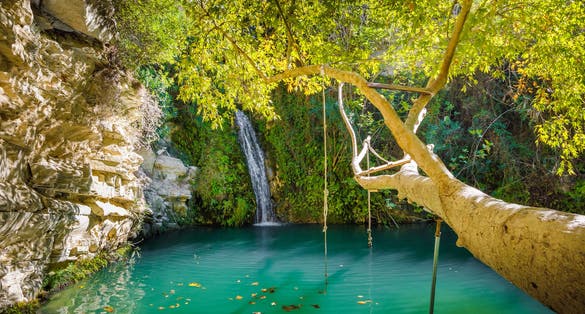 Photo of Adonis Baths, the famous showplace for tourists near Paphos.