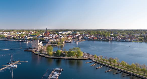 Photo of aerial view of Vastervik in Sweden.