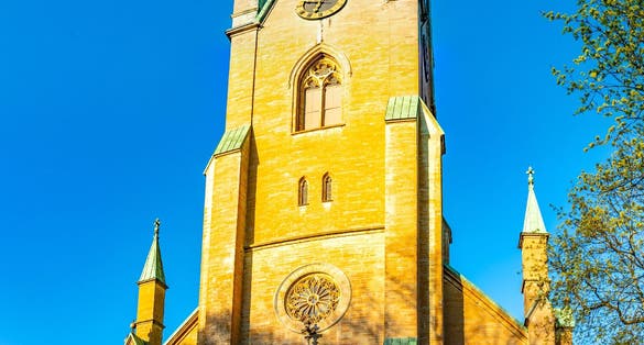 photo of entrance of Linköping Cathedral in Östergötland County, Sweden.