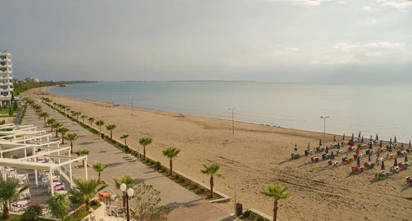 Photo of panoramic view of coast of the Adriatic Sea, Shëngjin ,Albania.