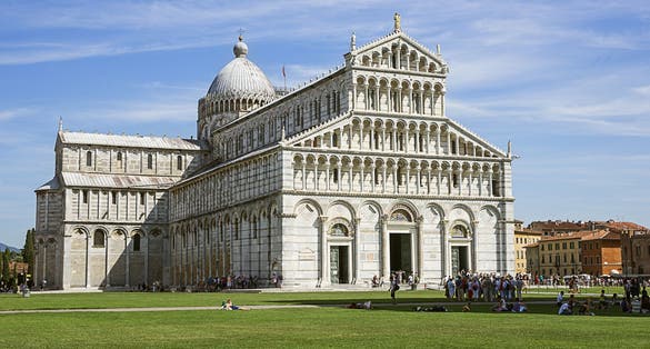 photo of Pisa Cathedral in summertime in Italy .