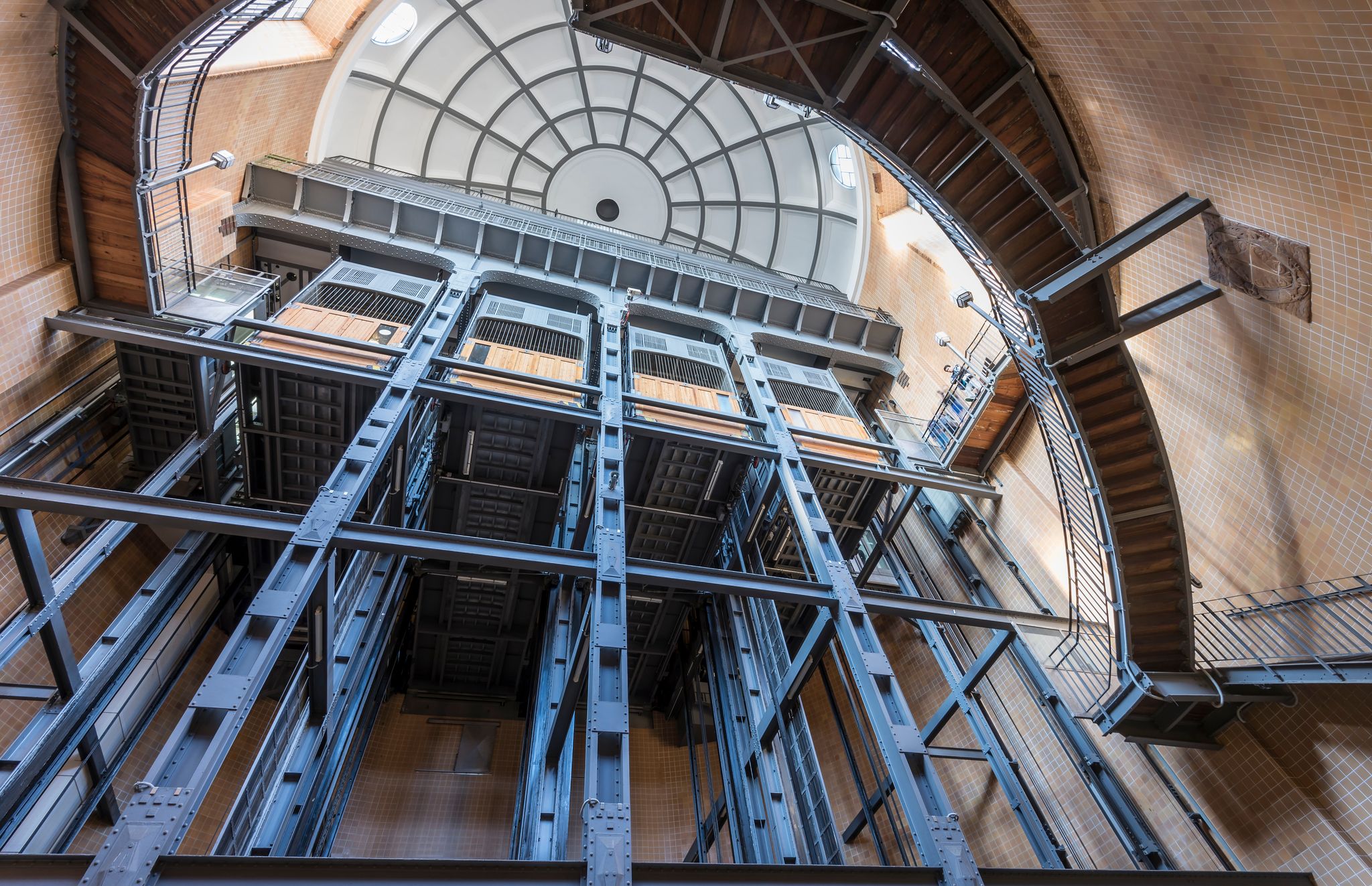 Photo of the historic Elbe tunnel of Hamburg, Germany.