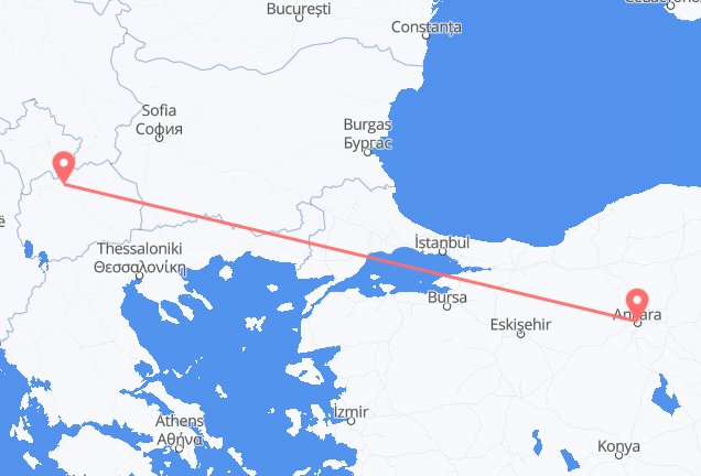 Skopje to Ankara