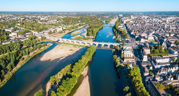 Photo of Tours aerial panoramic view. Tours is a city in the Loire valley of France.