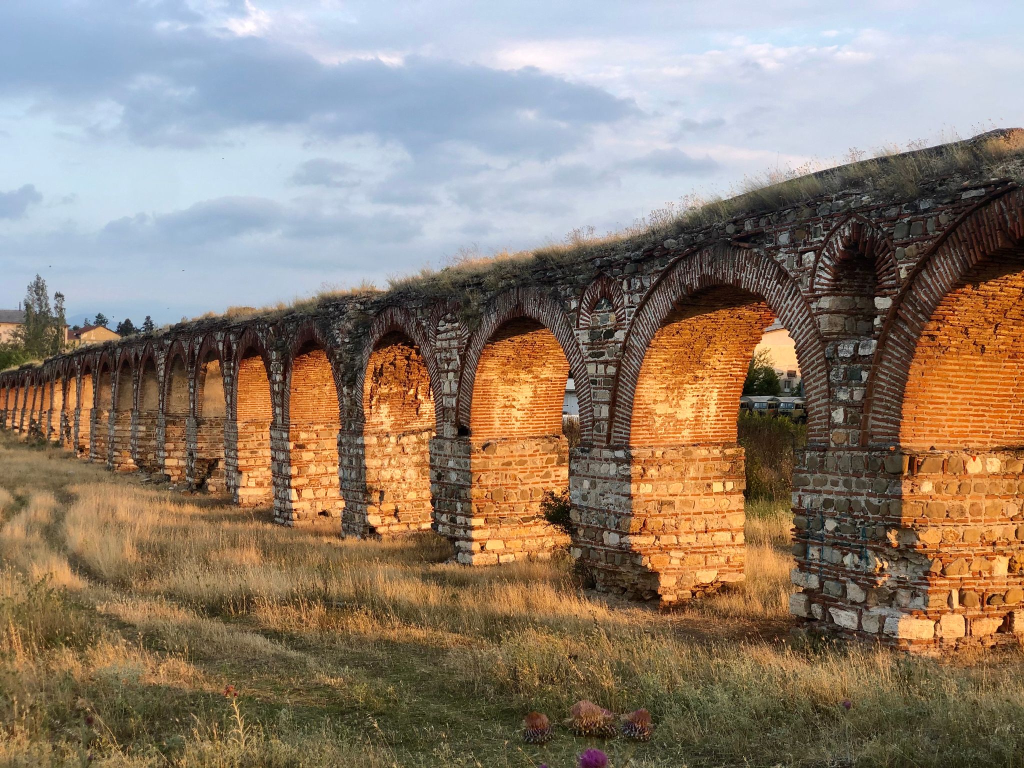 Roman aqueduct in Skopje, Macedonia dates from the time of the Roman Empire or Byzantium. in the time of Justinian I, from 527 - 554, and is also called the Justinian Aqueduct.