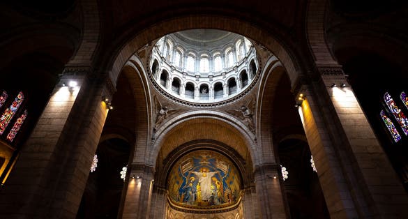 Photo of the Basilica of the Sacred Heart (Sacre Cœur Basilica) interior, on Montmartre hill, Paris, France