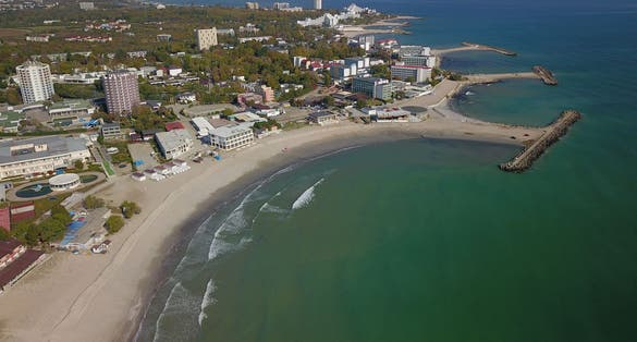 Lara Beach, Mangalia, Romania - City Views over the beach into Mangalia and Saturn