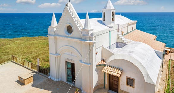 Photo of White church at Capo Colonna, Calabria, Italy.