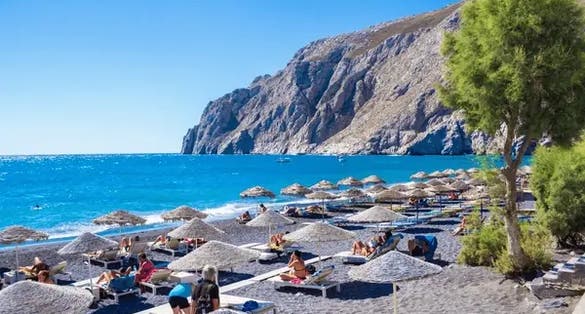 photo of  view of Kamari Beach Santorini,Kamari greece.