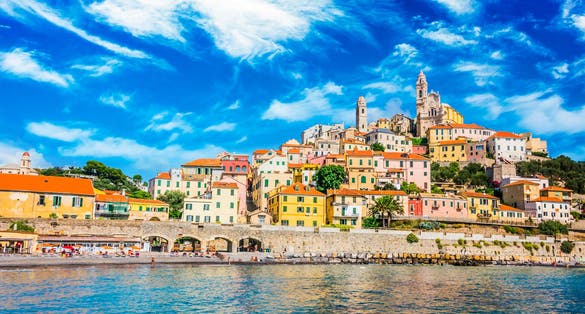 The village of Cervo on the Italian Riviera in the province of Imperia, Liguria, Italy