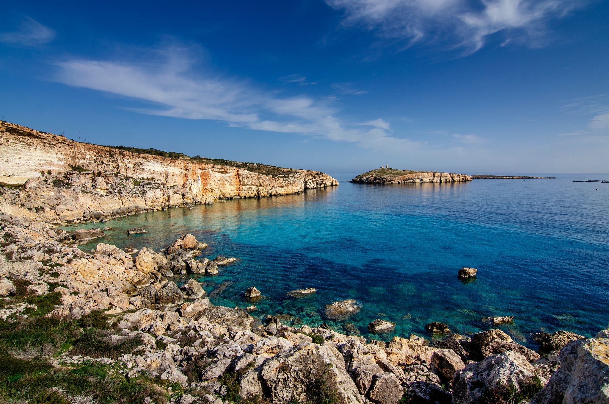 Mistra Bay is a sandy bay on the north eastern coast of Malta, guarded by Fort Campbell and the Vendomme Battery/