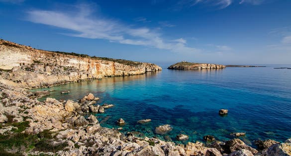 Mistra Bay is a sandy bay on the north eastern coast of Malta, guarded by Fort Campbell and the Vendomme Battery/