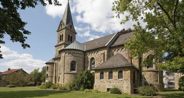 Photo of Schledehausen, Roman Catholic St. Laurentius Church of 1897, Osnabrueck country region, Lower Saxony, Germany, Europe.