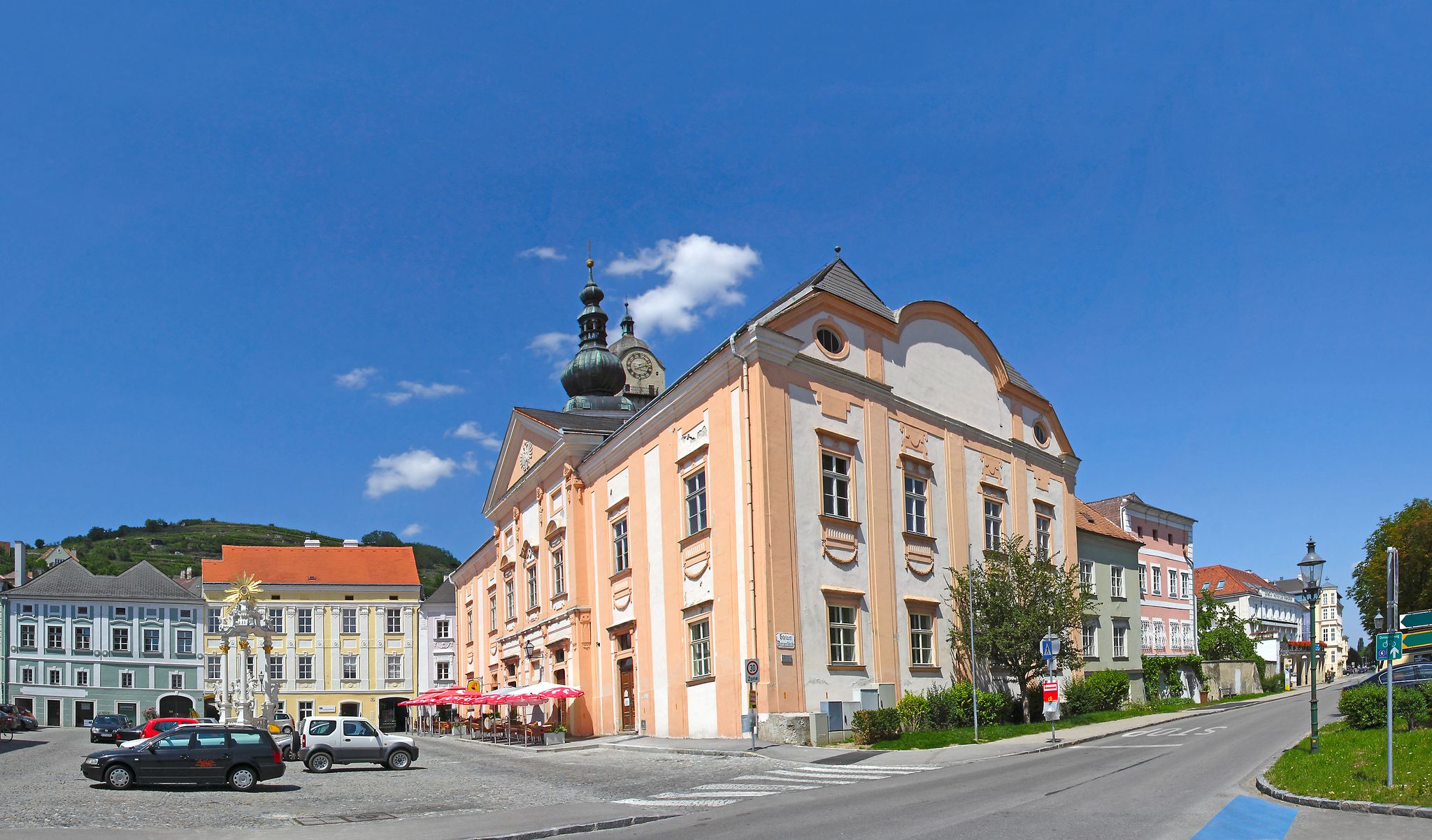 Square with town hall of Krems - Stein. Krems an der Donau in the Wachau Valley - UNESCO World Heritage Site, Lower Austria