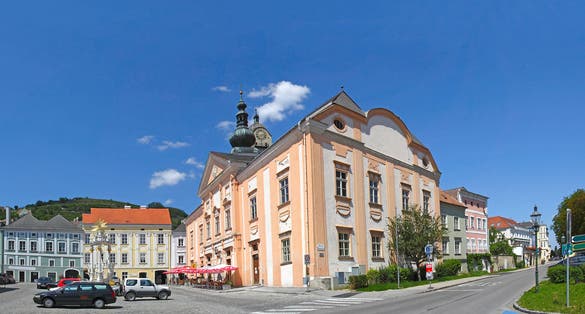 Square with town hall of Krems - Stein. Krems an der Donau in the Wachau Valley - UNESCO World Heritage Site, Lower Austria