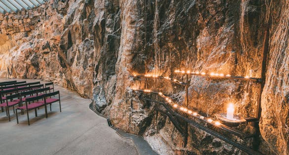 Photo of Interior Of Lutheran Temppeliaukio Church Also Known As Church Of Rock And Rock Church, famous Landmark, Helsinki, Finland.
