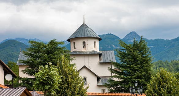 Photo of the Morača Orthodox monastery in Montenegro.