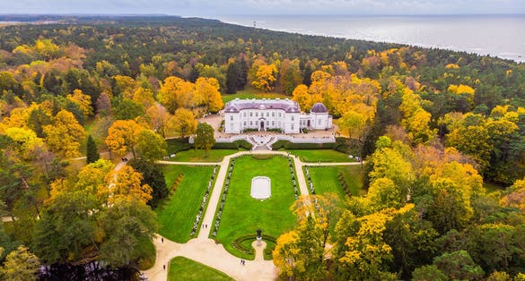 photo of aerial view of palanga Amber Museum in Palanga, Lithuania.