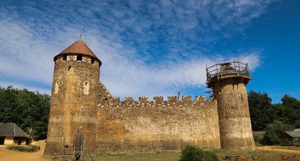 General view of Guédelon, stronghold built nowadays with techniques dating of the 14th century, Auxerre, France