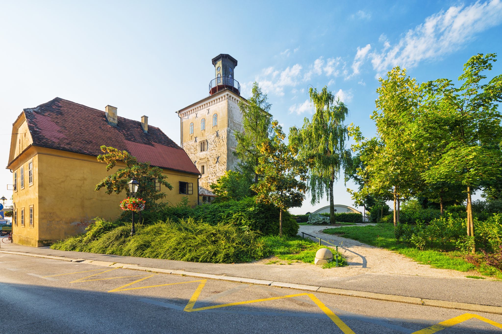 Photo of famous Lotrscak Tower in the old historic upper town of Zagreb, Croatia.