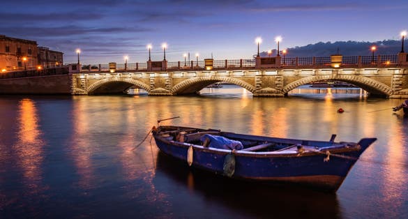 The Sant'Egidio Bridge (or Ponte di Pietra) of Taranto, Puglia, Italy.