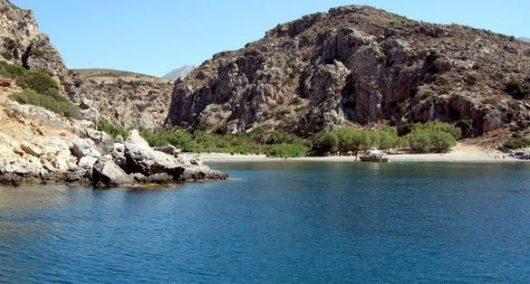 photo of view of Preveli beach, Greece.