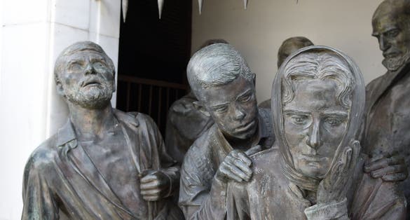 Photo of Bronze Statues on the liberty monument in the city of Nicosia in Cyprus. The monument was erected in 1973 and it symbolizes the Greek Cypriots struggle for independence.