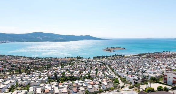 Photo of aerial view of Didim, Turkey.