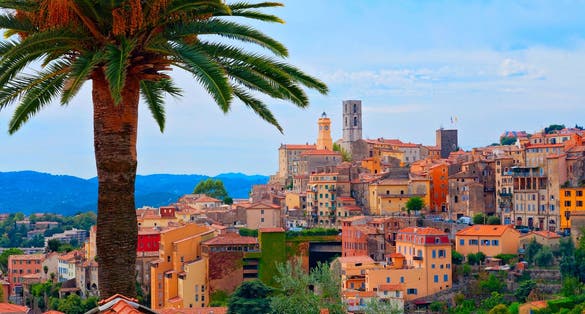 Photo of aerial view of beautiful Grasse Village in French Riviera, France.
