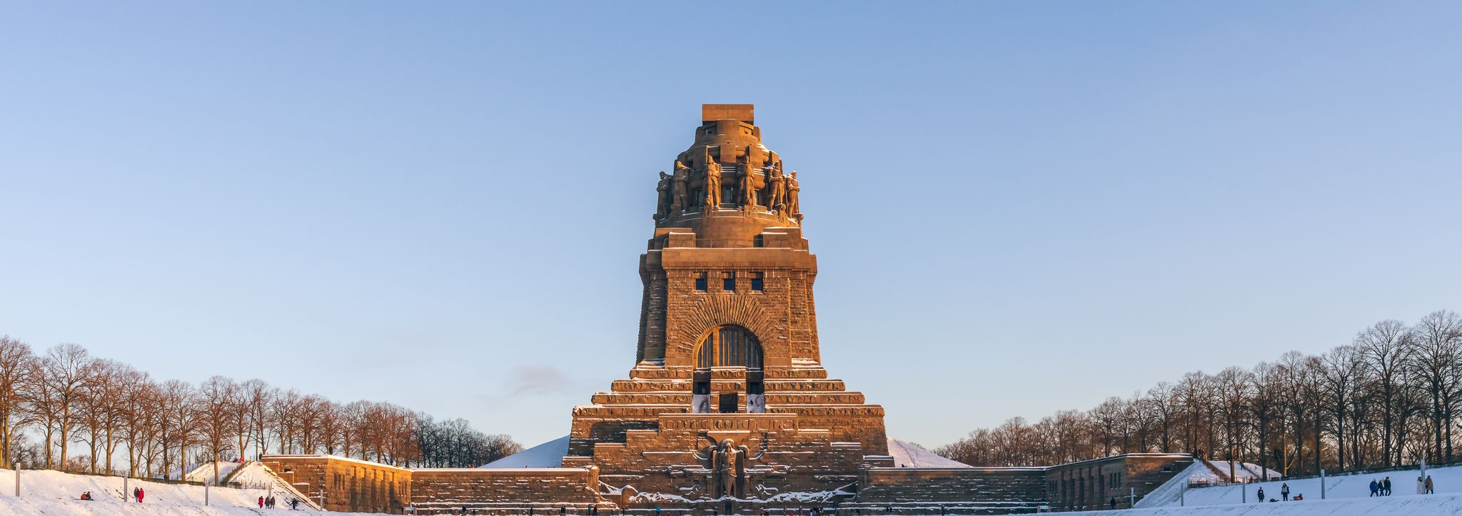 photo of Panorama of the Monument to the Battle of the Nations in winter .