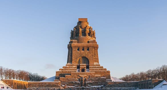 photo of Panorama of the Monument to the Battle of the Nations in winter .