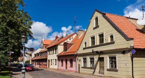 Street in the historical center of Klaipeda; Lithuania
