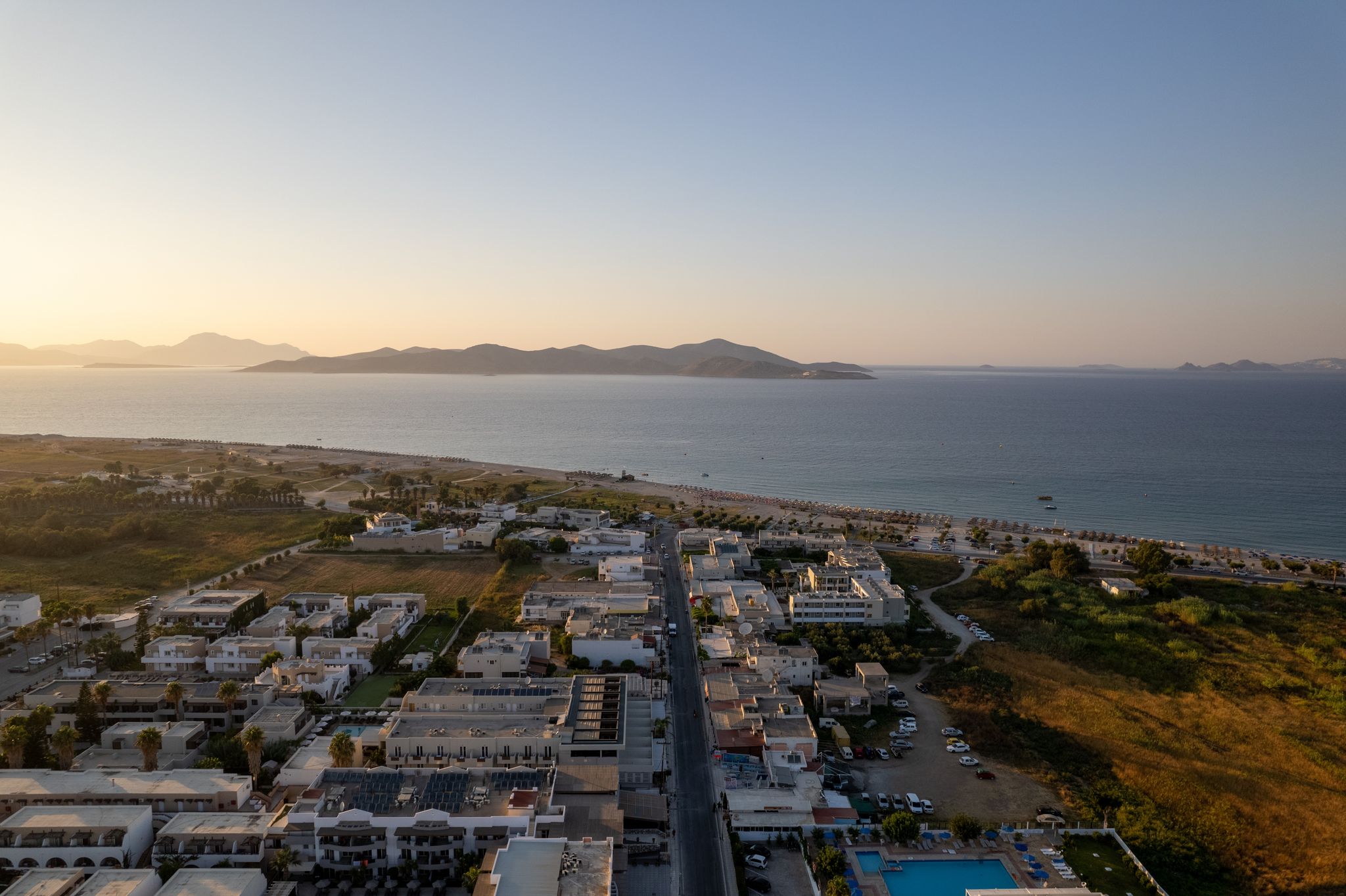 Photo of aerial view of Tigaki city , Kos island, Greece.