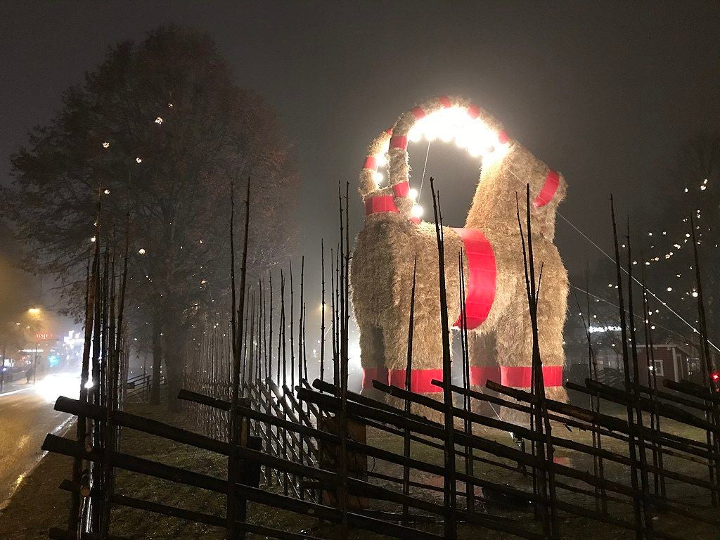 photo of Gävlebocken at night in Gävle, Sweden.