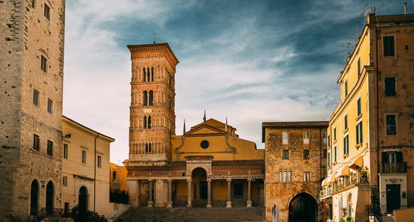 Terracina, Italy. Famous Landmark Terracina Cathedral dedicated to Saint Caesarius of Terracina and formerly to Saint Peter.