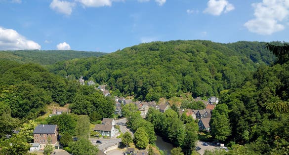 Village of Solingen-Unterburg at Wupper River in Bergisches Land,North Rhine westphalia,Germany