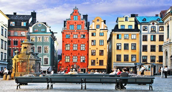 Old town of Stockholm - popular touristic attraction, Sweden.